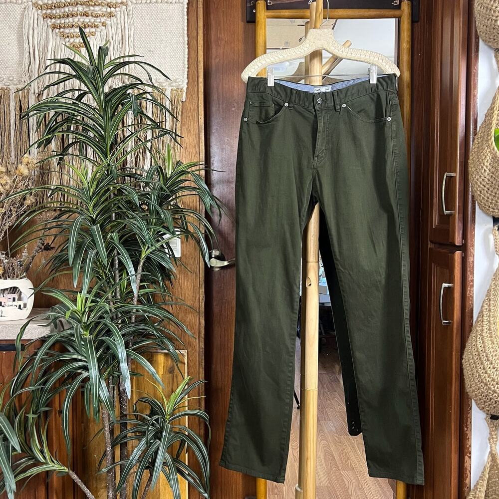 Peter Millar Straight Leg Pants 33 Olive Green Cotton Modal Stretch Golf Chinos